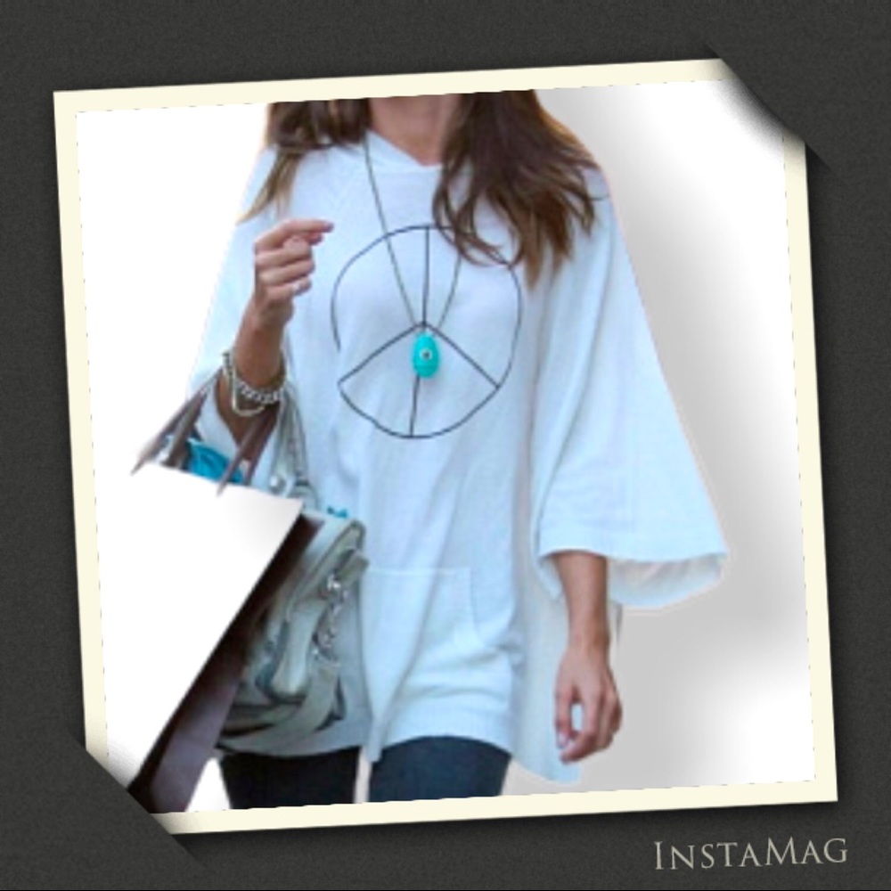 WILDFOX Peace Sign Oversized Hooded Poncho Sweater